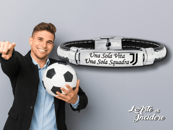 Bracciale Tifoso Bianco Nero con Incisione Personalizzata