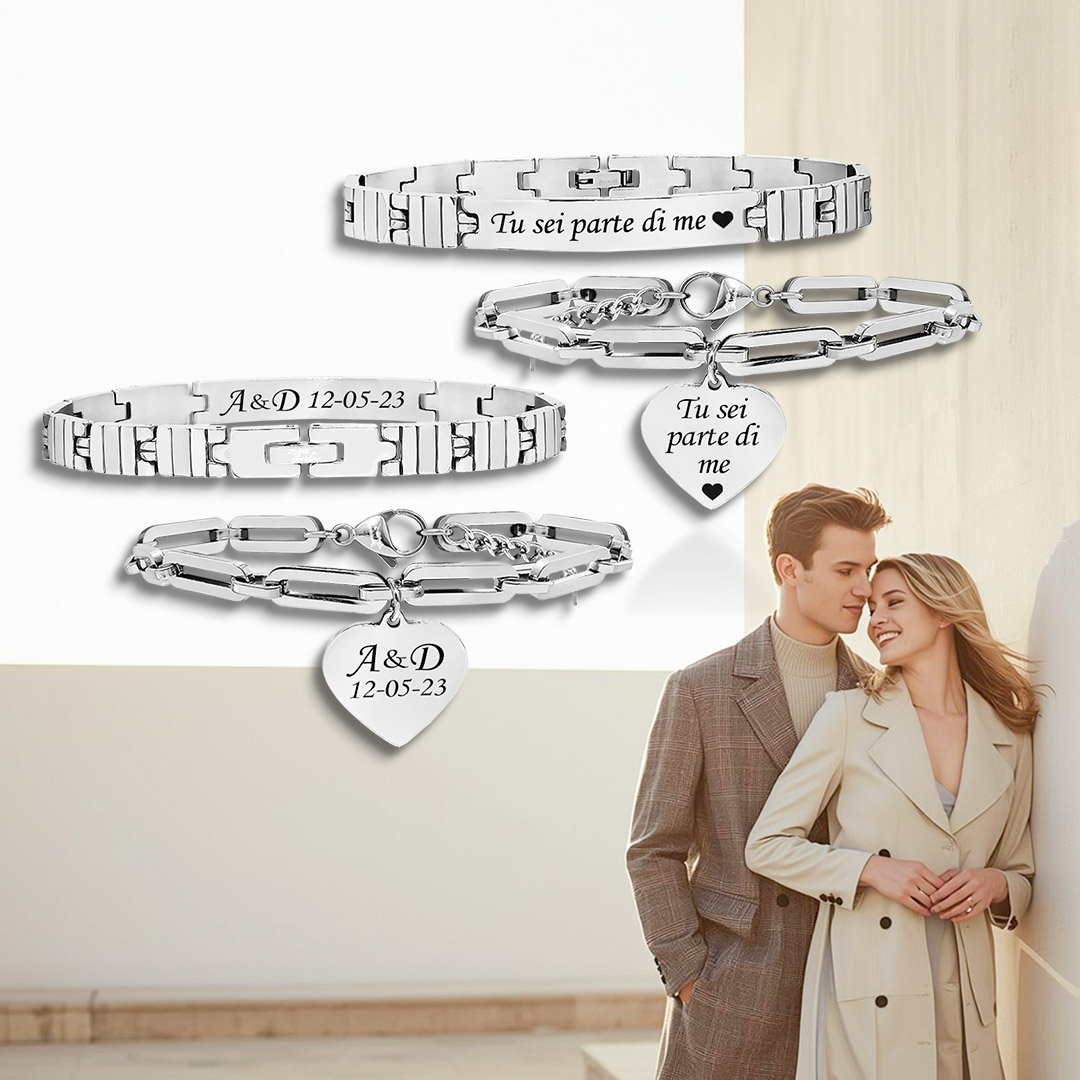 Bracciali Abbinati Lui e Lei con 1 Incisione Personalizzata
