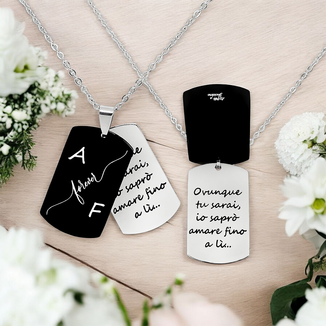 Collana Uomo con Piastrina Doppia con Incisione Personalizzata