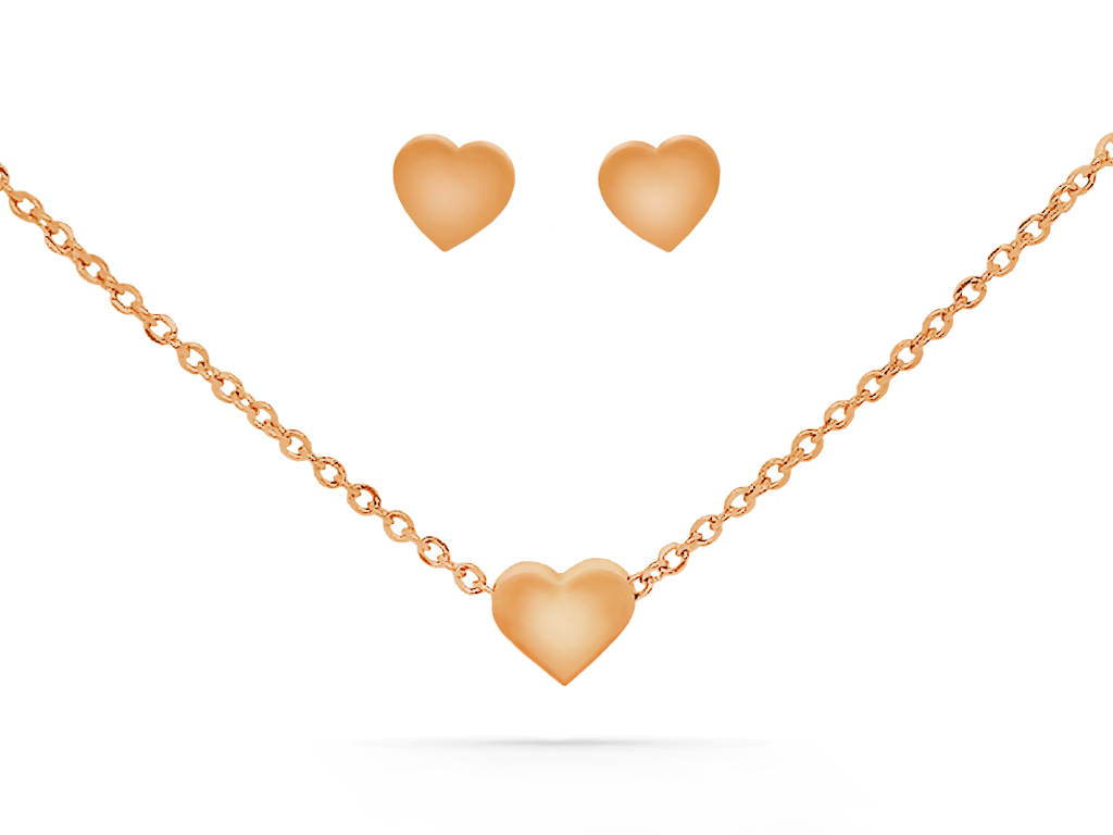 Girocollo con cuore e orecchini rosati