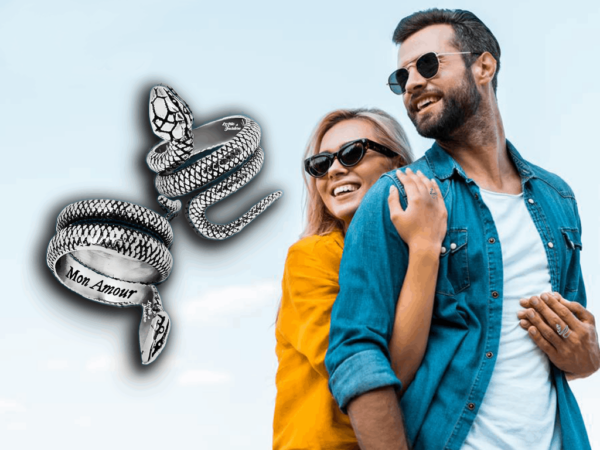 Anello Serpente Personalizzato con Incisione 1 Frase Interna