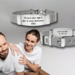 Bracciale maglia Milano uomo 1 incisione personalizzata con dedica