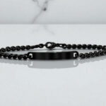 Braccialetto Grumetta Nero Sottile con Incisione Personalizzata