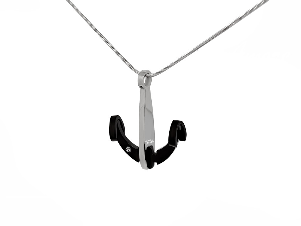 Collana con Ancora con punto luce incisione personalizzata 1 per lato