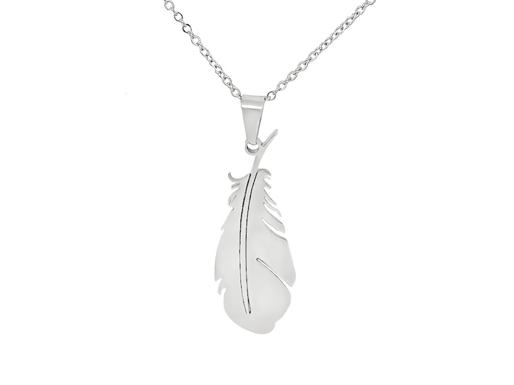 Collana con piuma argentata incisione personalizzata 1 per lato