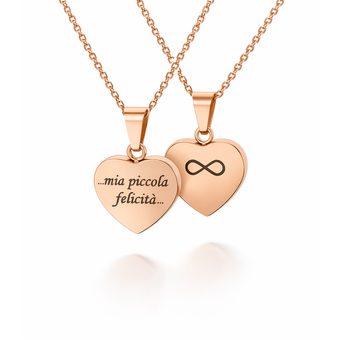 Collana Cuore Donna Rosato con Incisione Personalizzata