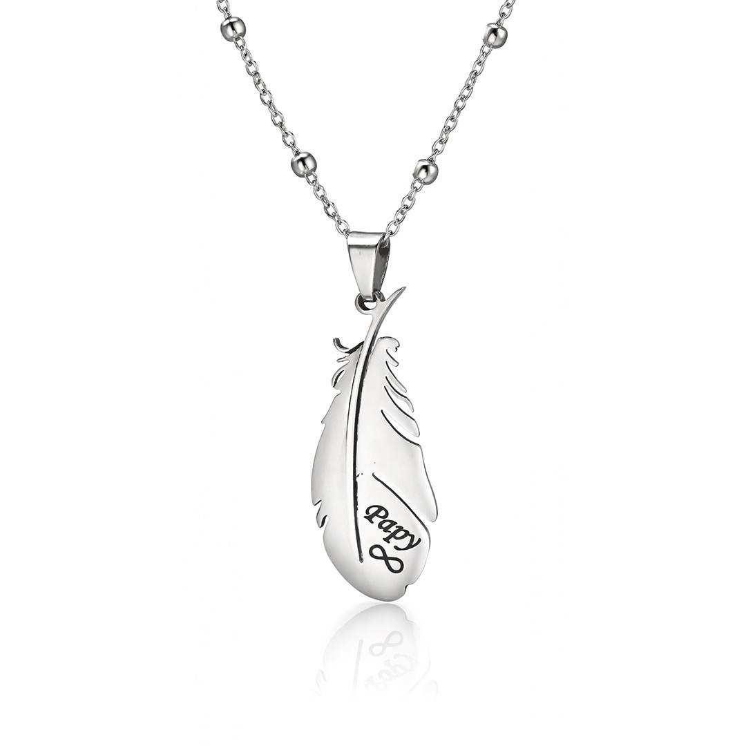 Collana Donna Piuma con Incisione Personalizzata