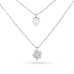 Collana Doppio Quadrifoglio Donna a 2 Fili con Incisione Personalizzata