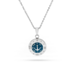 Collana bussola rosa dei venti argentata e blu incisione personalizzata 1 retro