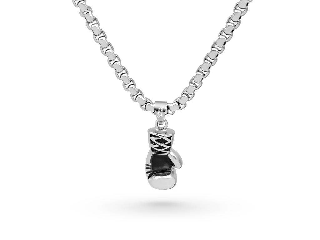 Collana con guantone da boxe con Incisione personalizzata (retro)