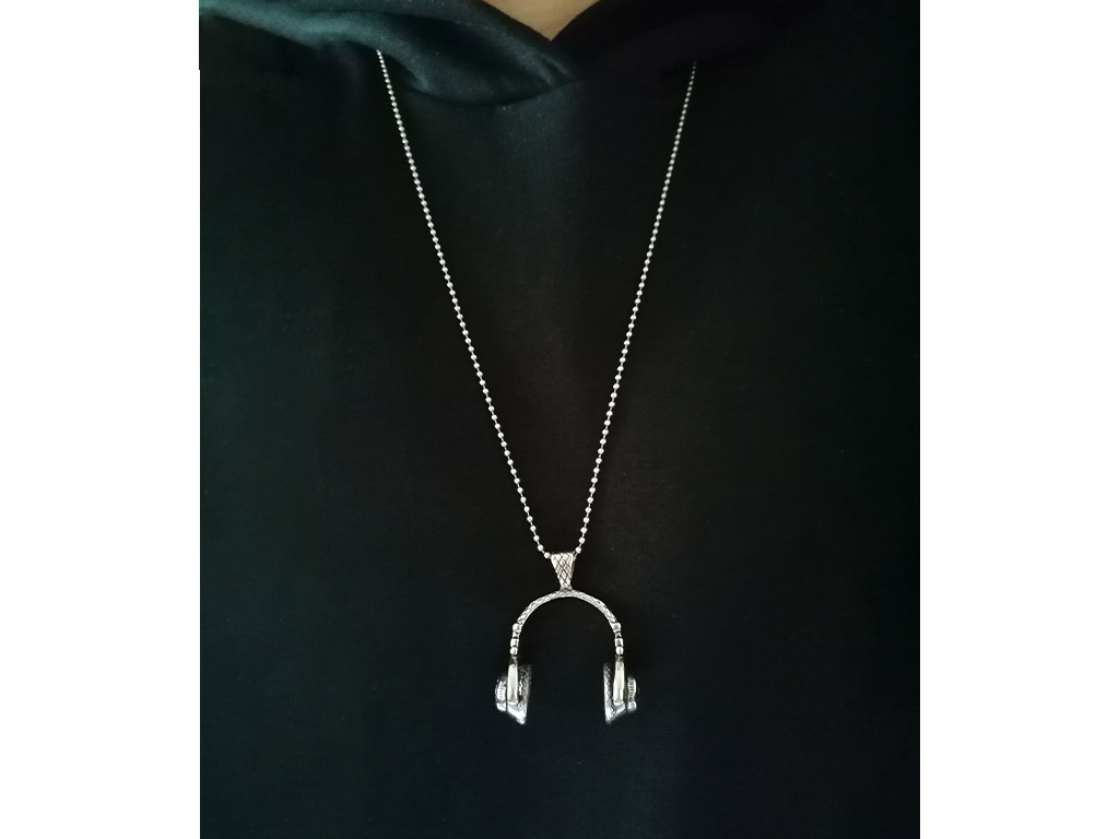 Collana con pendente cuffie Dj uomo