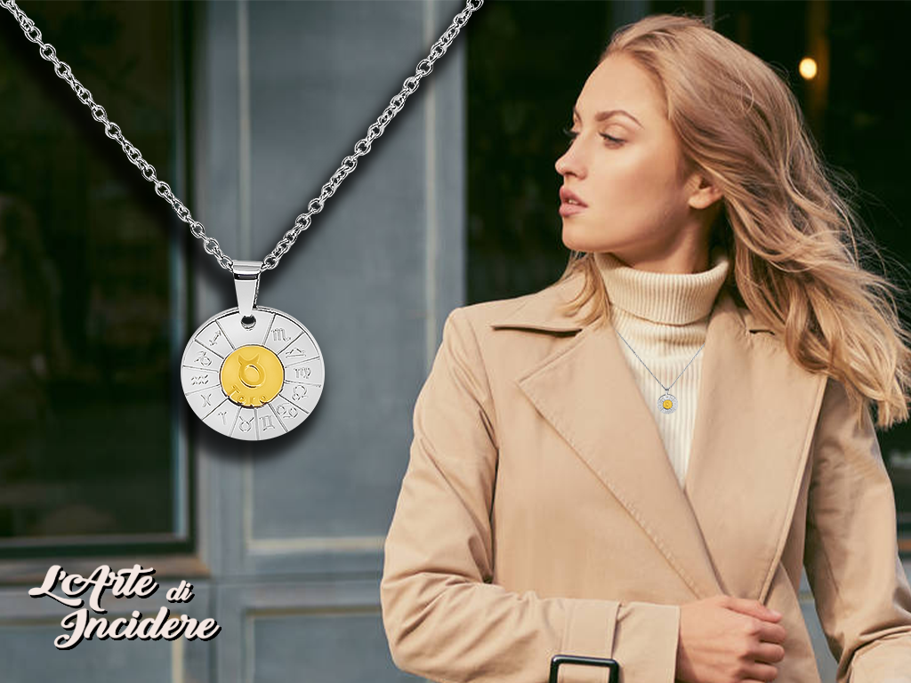 Collana segno zodiacale con incisione personalizzata 1 retro