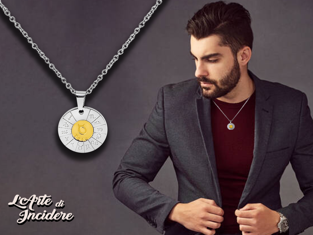 Collana segno zodiacale con incisione personalizzata 1 retro