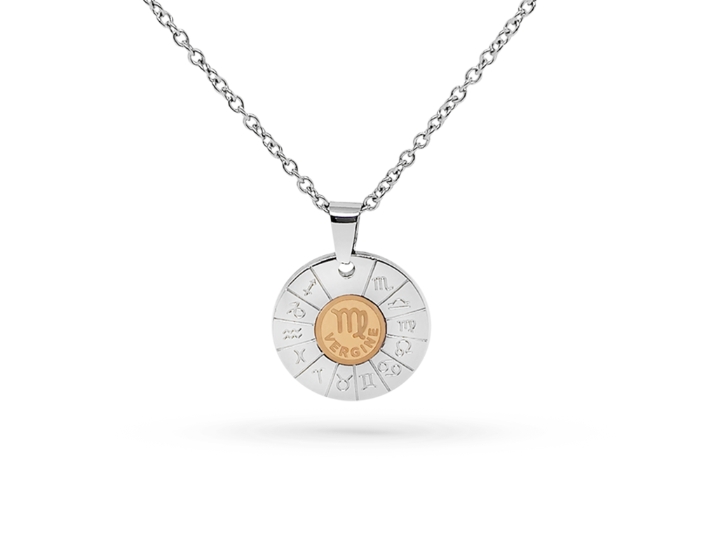 Collana segno zodiacale vergine incisione personalizzata 1 retro