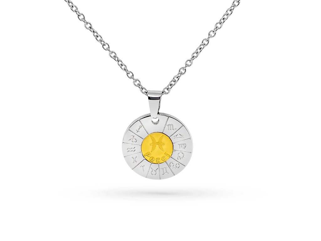 Collana segno zodiacale pesci incisione personalizzata 1 retro