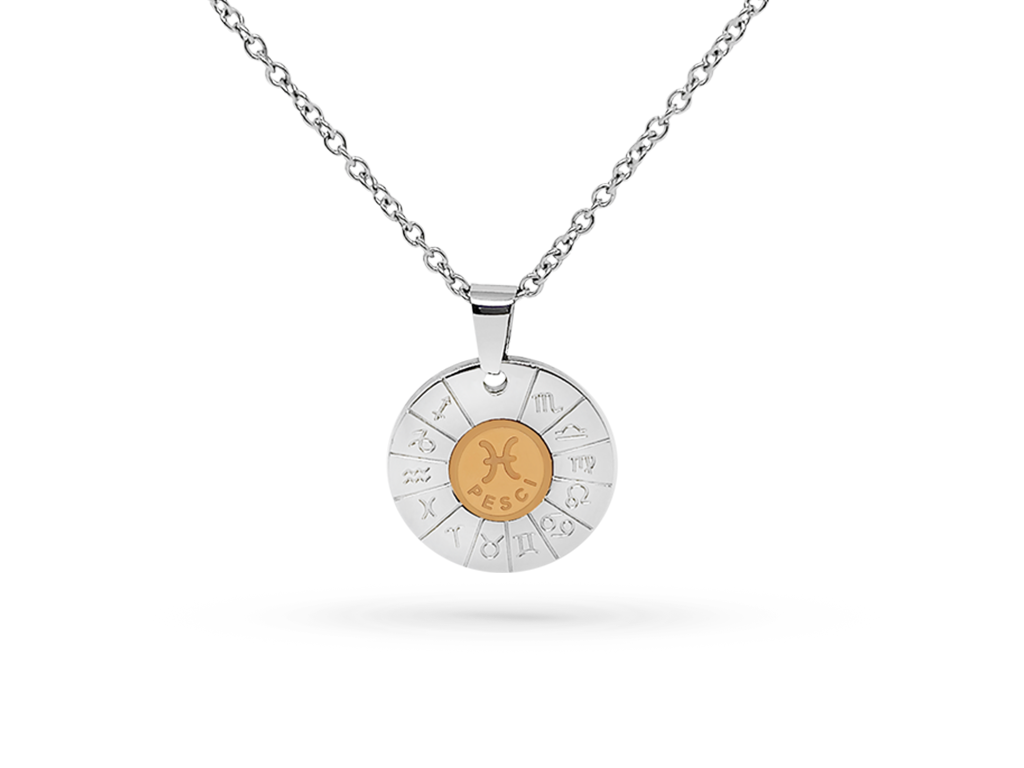 Collana segno zodiacale pesci incisione personalizzata 1 retro