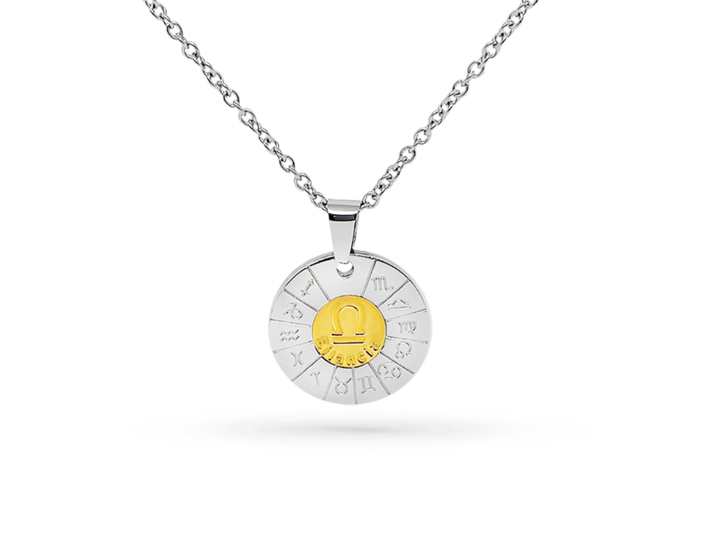 Collana segno zodiacale bilancia incisione personalizzata 1 retro
