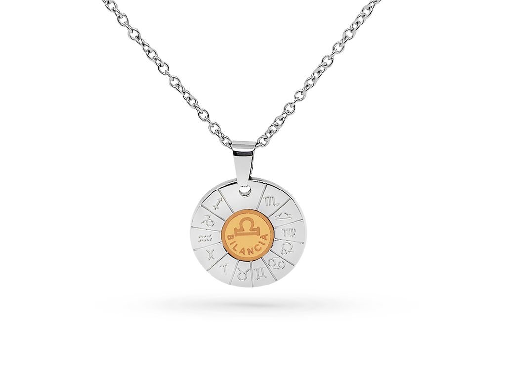 Collana segno zodiacale bilancia incisione personalizzata 1 retro