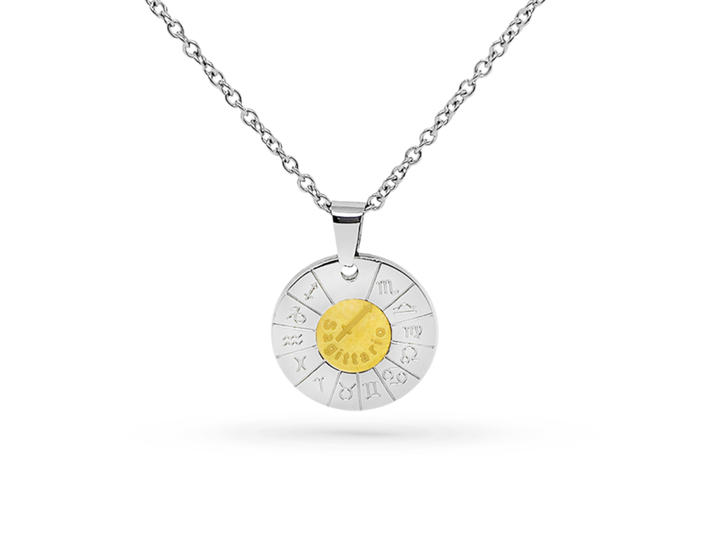 Collana segno zodiacale sagittario incisione personalizzata 1 retro