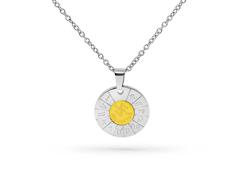 Collana segno zodiacale acquario incisione personalizzata 1 retro