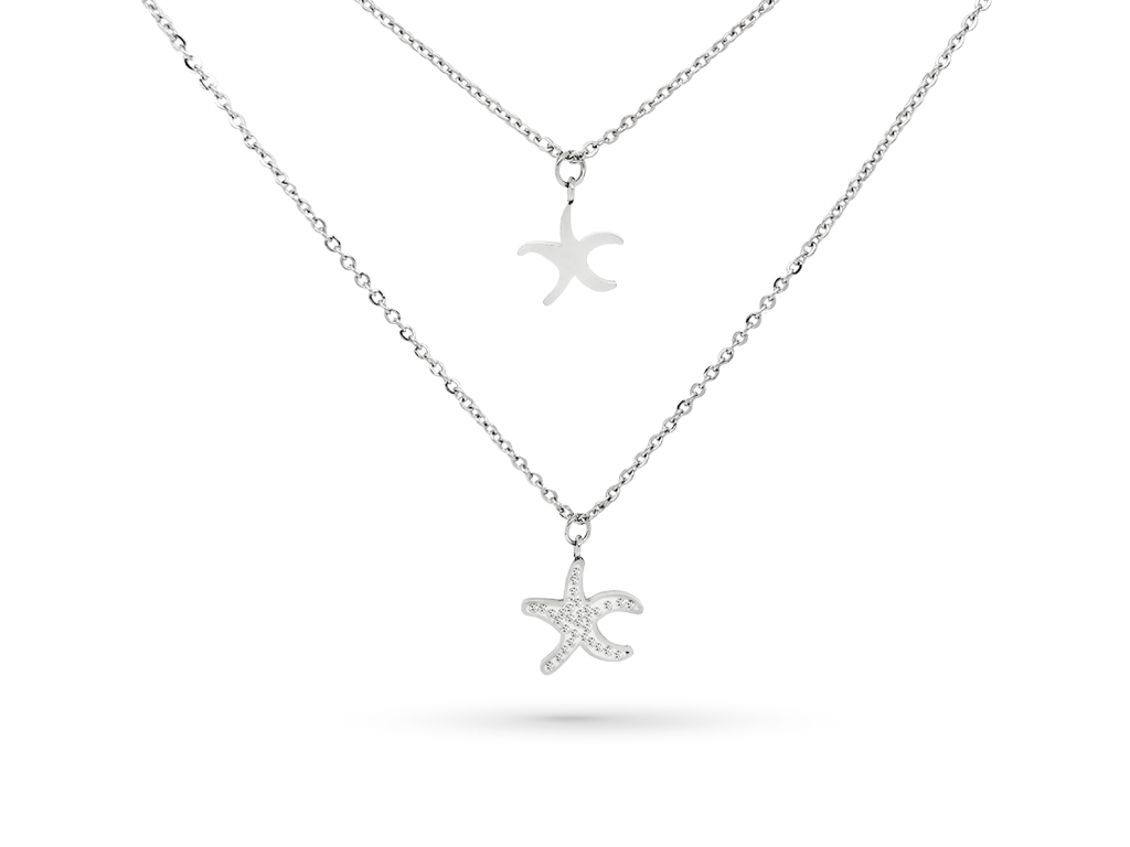 Collana con stella marina donna a 2 fili incisione personalizzata Collana con stella marina donna a 2 fili incisione personalizzata