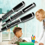 Penna regalo maestre roller nera lucida Incisione personalizzata con 1 dedica