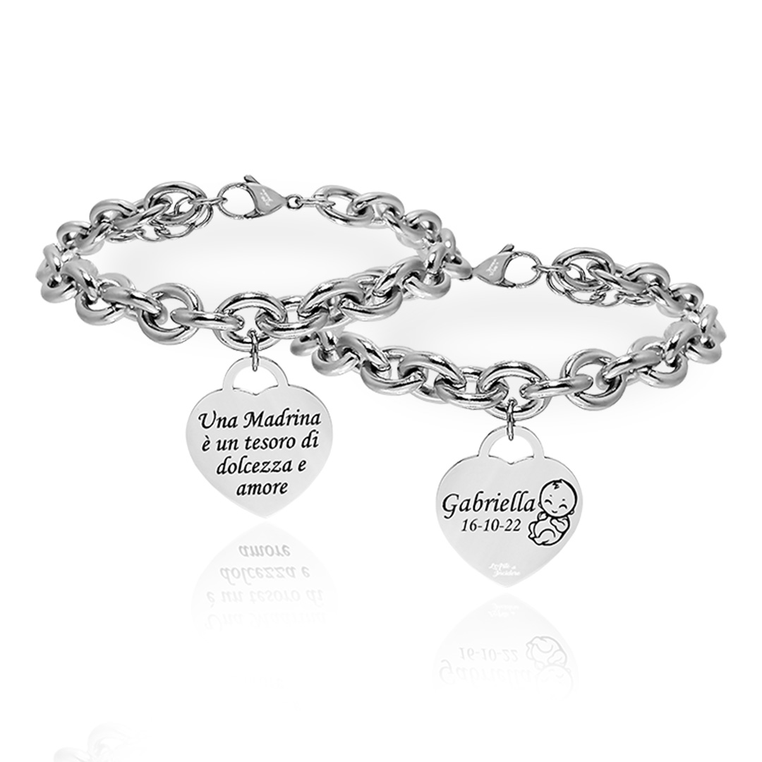 Bracciale Madrina Battesimo Cuore Personalizzato