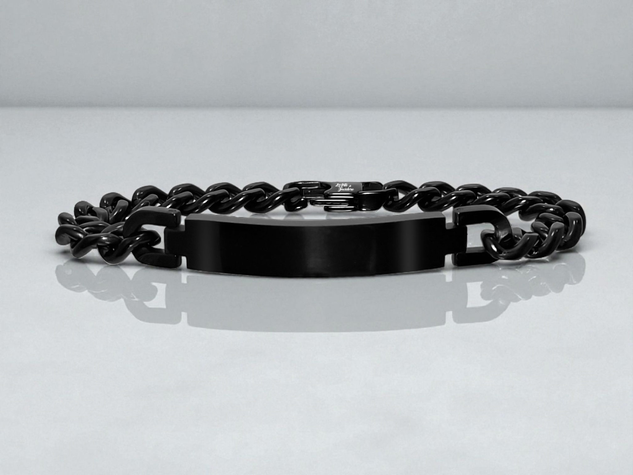 Bracciale Uomo Grumetta Nero con Incisione Personalizzata