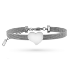 Bracciale con cuore maglia Milano con incisione personalizzata 1 fronte