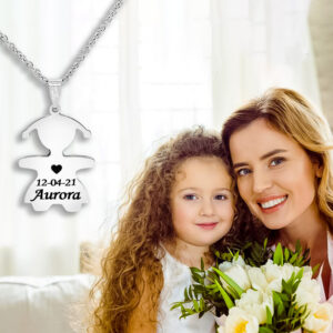 Collana Bimba con Nome per la Mamma con 1 Incisione Personalizzata