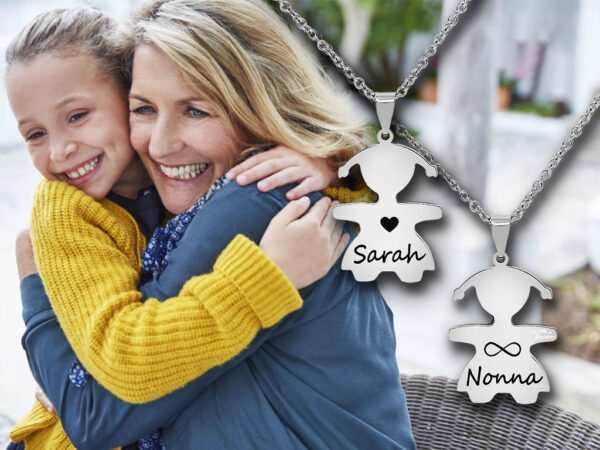 Collana Personalizzata Nonna con Ciondolo Bimba e 2 Nomi