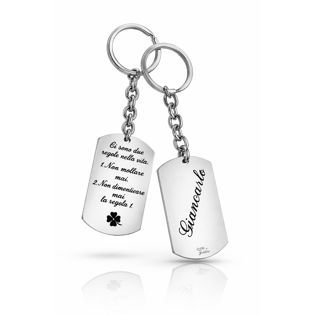 Portachiavi Piastrina con Dedica Personalizzata