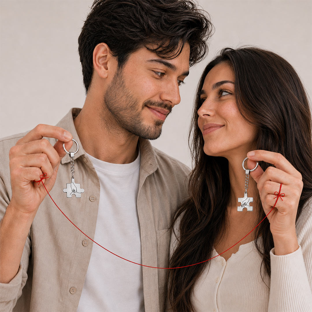 Portachiavi Puzzle Coppia Personalizzati Indossati