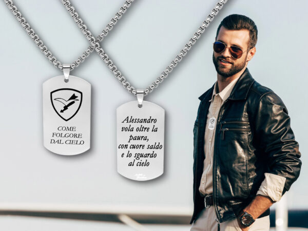 Collana Paracadutisti Folgore Piastrina con Incisione Personalizzata Logo e Dedica