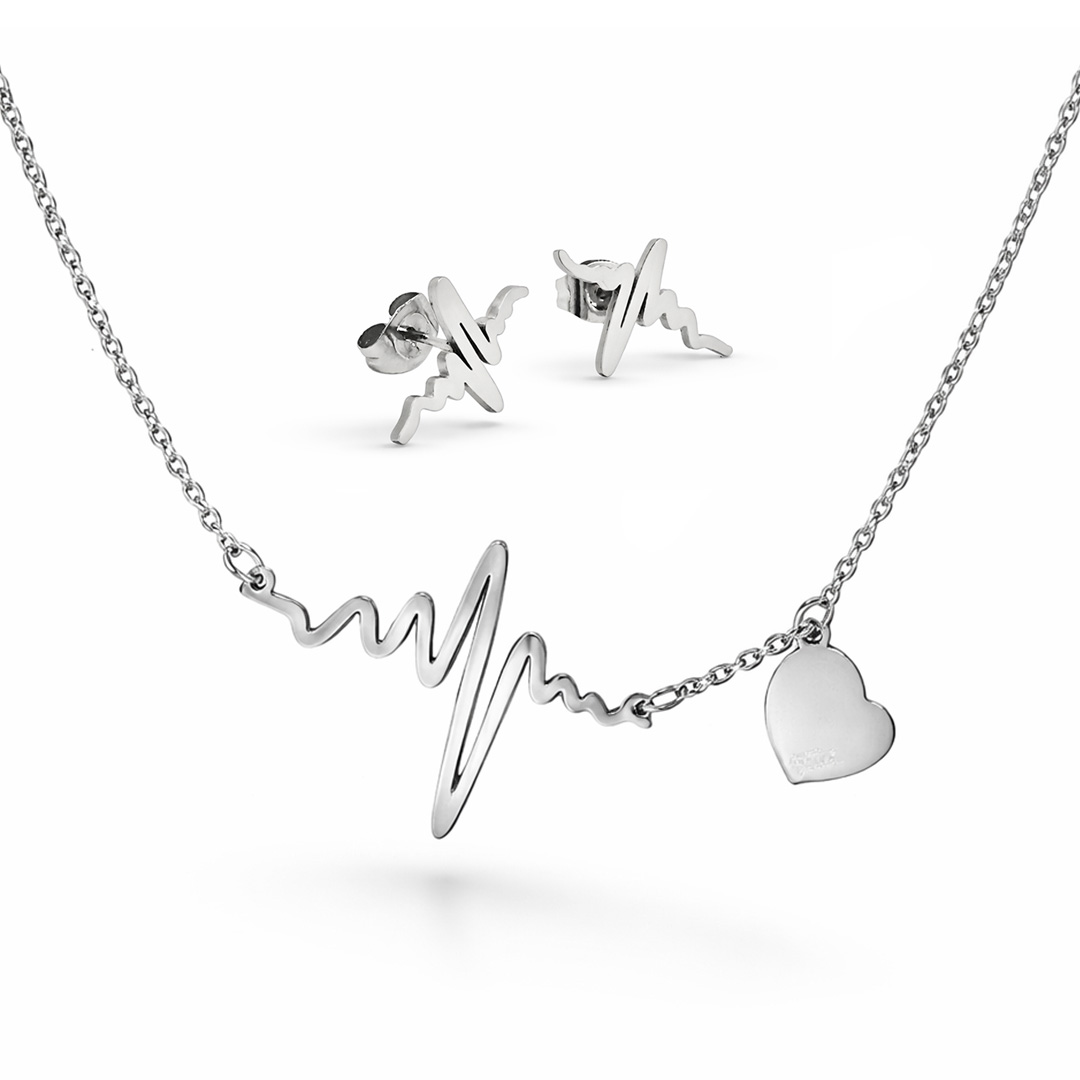 Collana con Battito Cardiaco e Orecchini Personalizzata