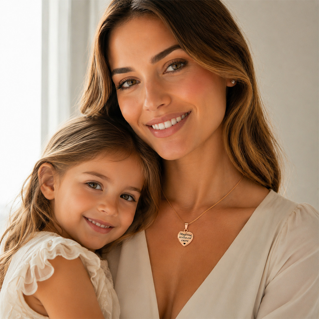 Collana per Madrina di Battesimo Personalizzata Indossata