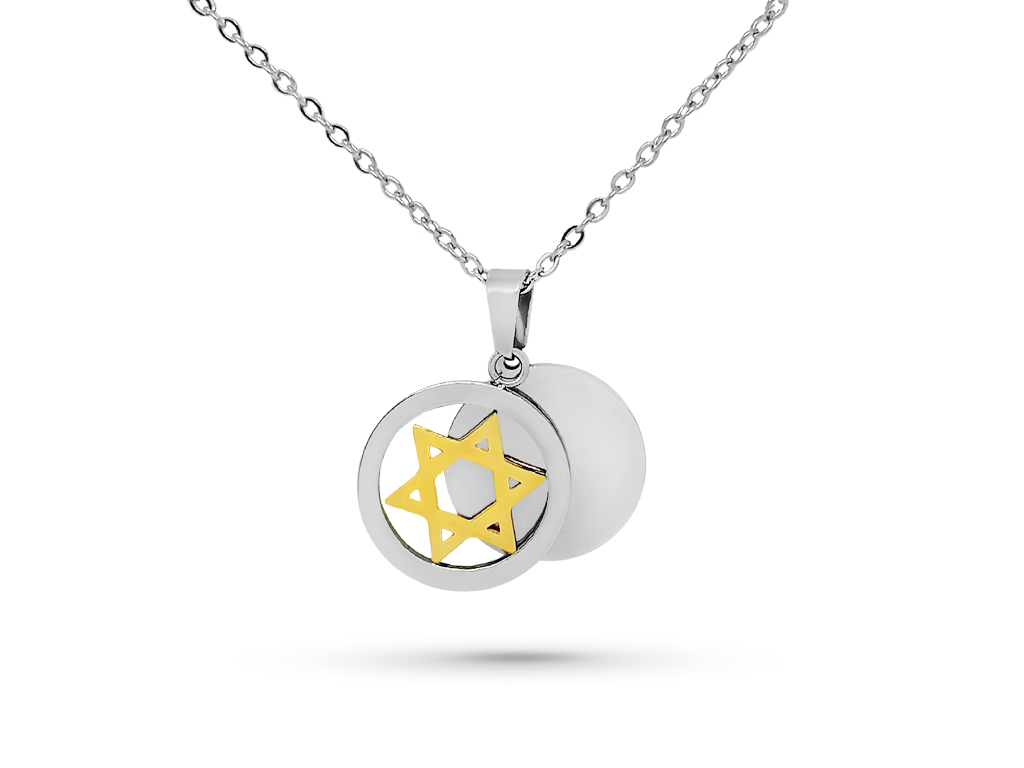 Collana stella di David uomo con 2 ciondoli incisione personalizzata