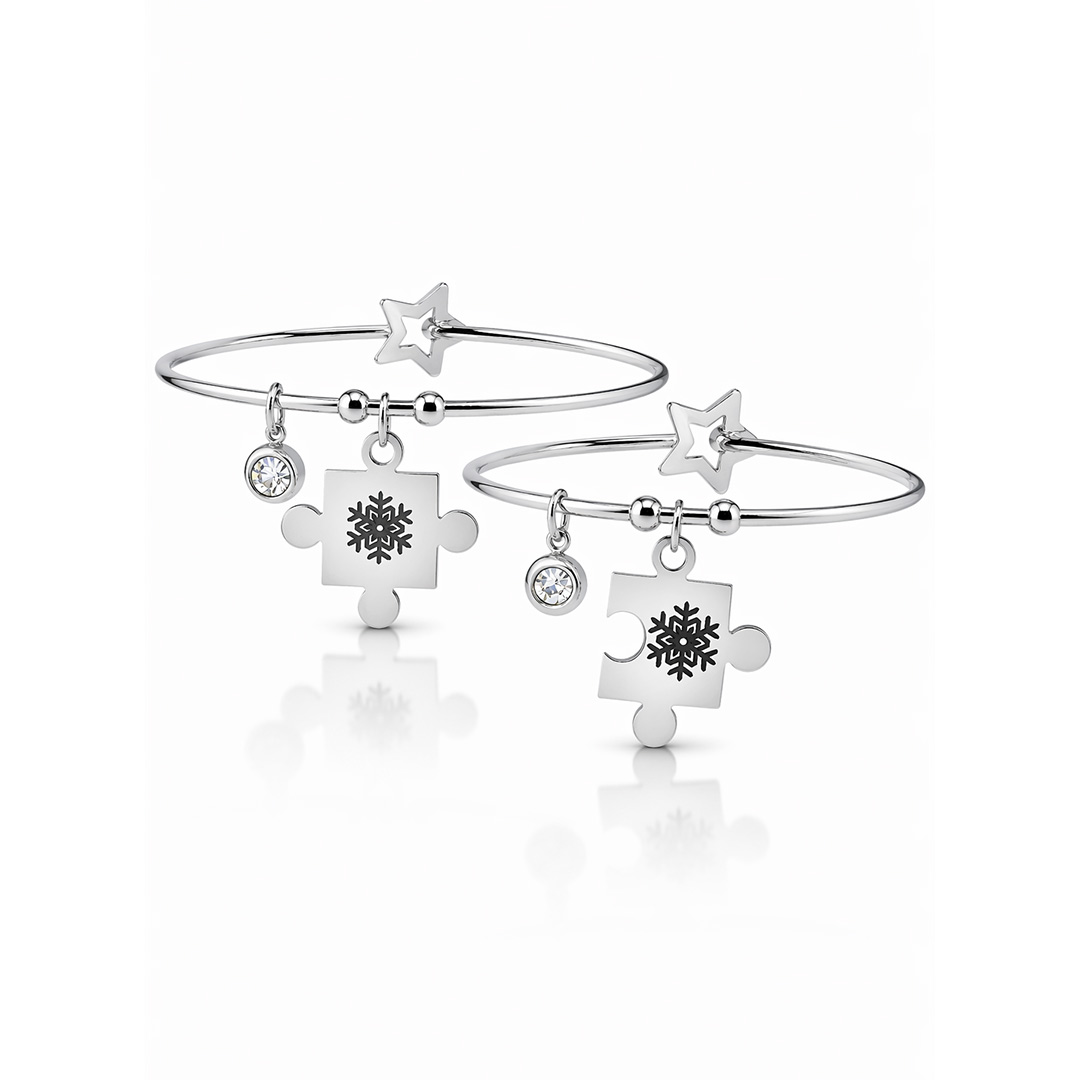 Bracciali Rigidi con Ciondoli Puzzle Personalizzati