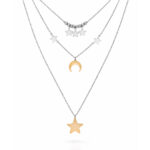 Collana Luna e Stelle Bicolore con Incisione Personalizzata
