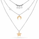Collana Luna e Stelle Bicolore con Incisione Personalizzata
