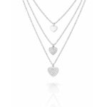 Collana a Tre Fili con Tre Cuori Argentati Personalizzati