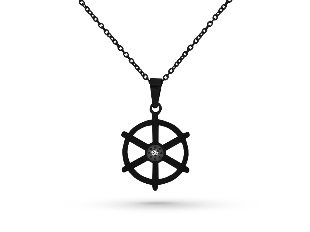 Collana timone nero 1 incisioni personalizzata Collana timone nero 1 incisioni personalizzata