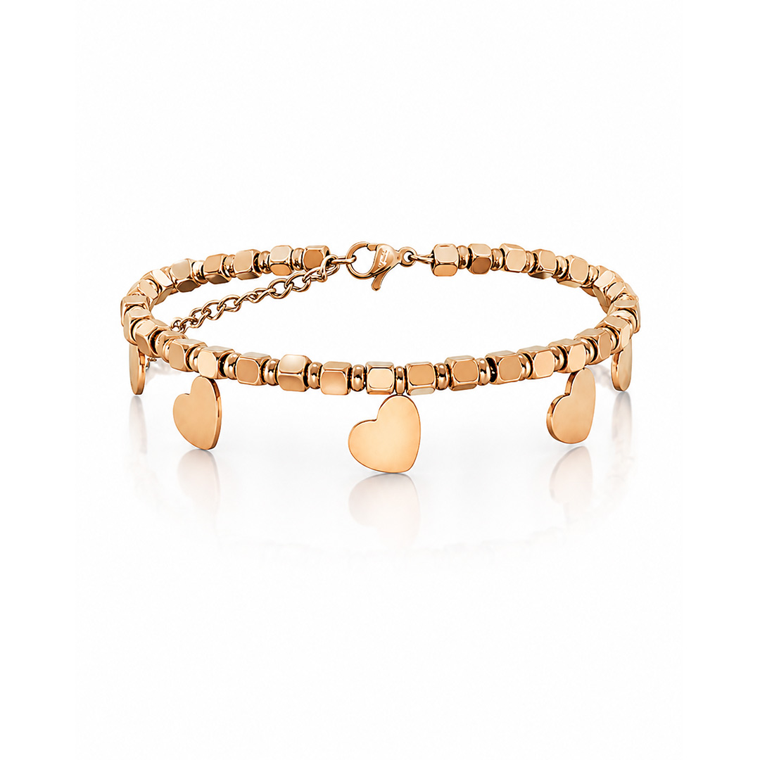 Bracciale con Cuoricini per Donna Personalizzati Rosato Bracciale con Cuoricini per Donna Personalizzati Rosato