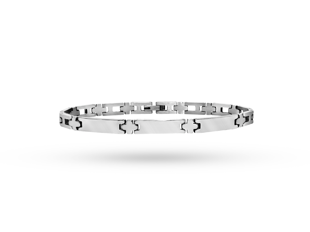 Bracciale per uomo con incisione personalizzata su tre placchette Bracciale per uomo con incisione personalizzata su tre placchette