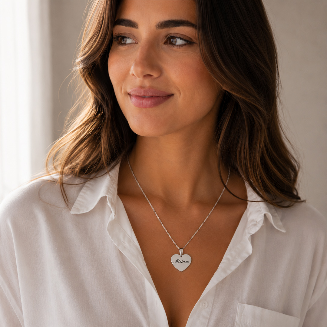 Collana Donna con Incisione Cuore Personalizzato