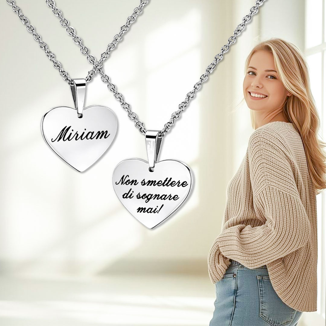 Collana Donna con Incisione Cuore Personalizzato con Incisione