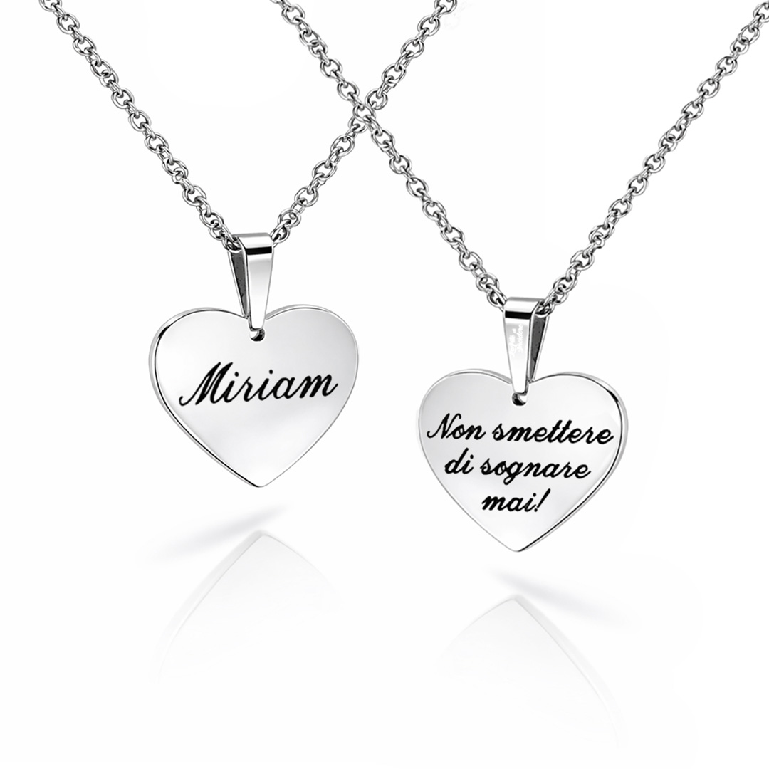 Collana Donna con Incisione Cuore Personalizzato