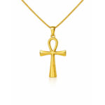 Collana Uomo Croce Egizia Dorata con Incisione Personalizzata