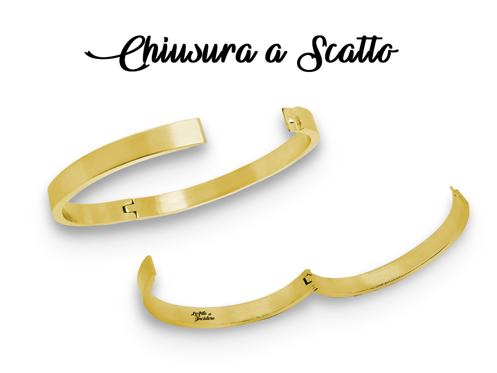 Bracciale rigido chiuso dorato 6mm incisione personalizzata Bracciale rigido chiuso dorato 6mm incisione personalizzata