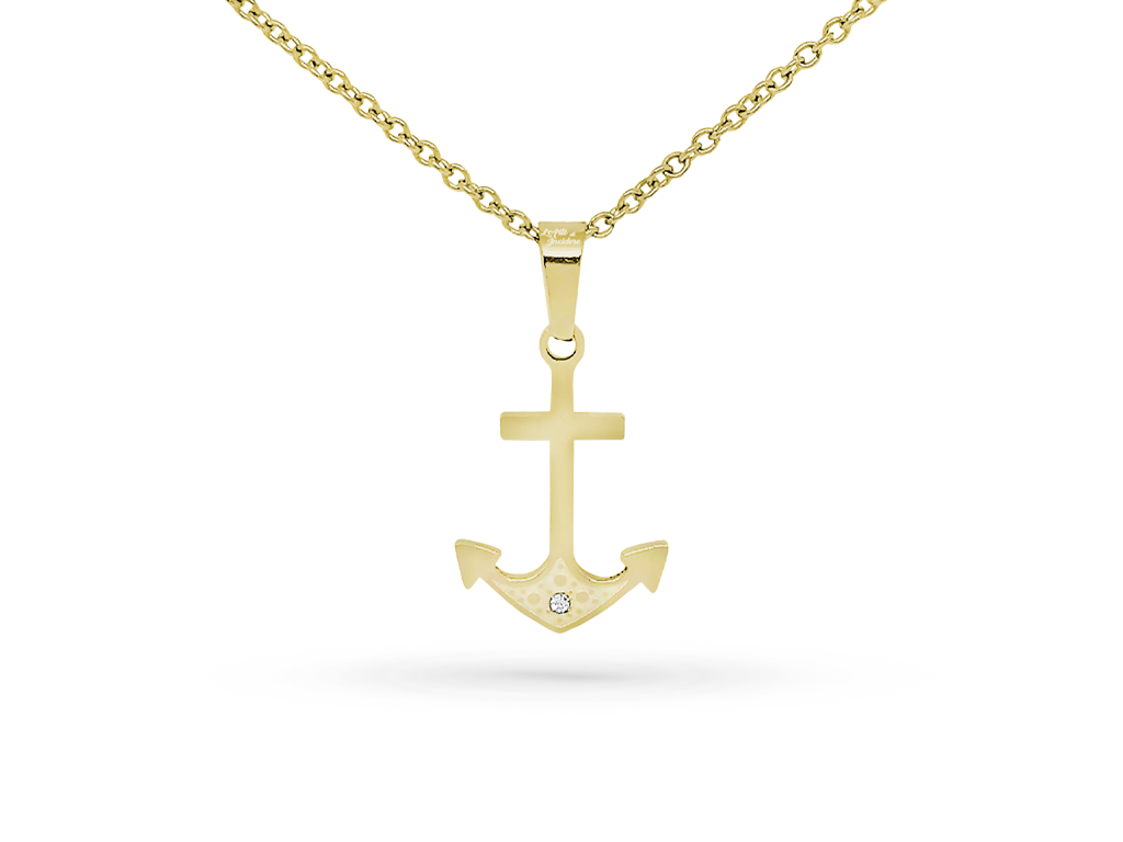 Collana ancora dorata 1 incisioni personalizzata